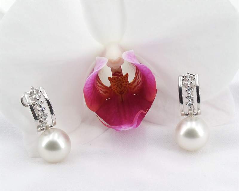 Boucles doreilles de perles d'Australie